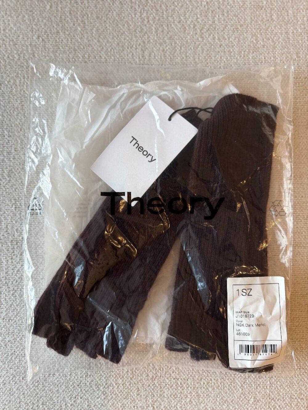Theory Espresso Brown Leather Gloves NWT One Size